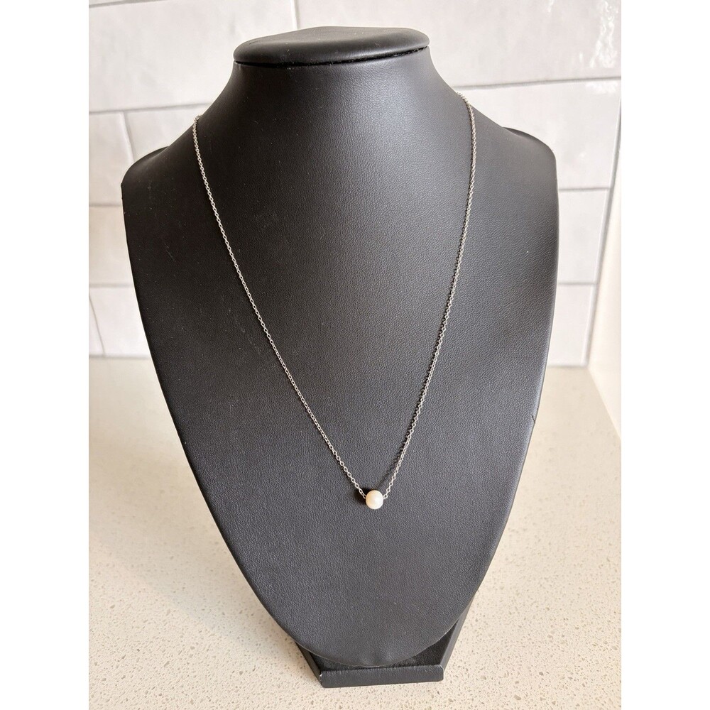 925 Sterling Silver Genuine Pearl Pendant Necklace Delicate Minimalist